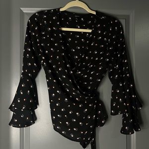 Forever 21 floral tie blouse